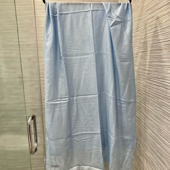 Rossini Scarf Wrap Plain Acrylic Wool Soft Women With Ruffles Baby Blue - Picture 5 of 6